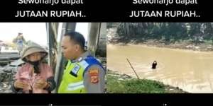 Melihat Pengendara Sebar Uang, Mak Iyeh Rela Nyebur ke Sungai, Ternyata Kena Prank Rp15 Juta Uang Mainan