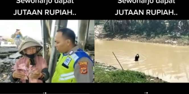 Melihat Pengendara Sebar Uang, Mak Iyeh Rela Nyebur ke Sungai, Ternyata Kena Prank Rp15 Juta Uang Mainan