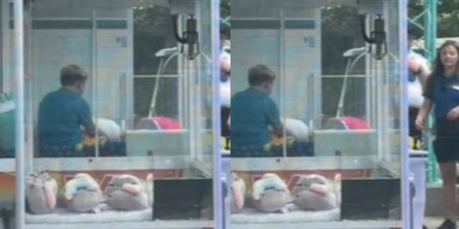Niat Curang, Si Remaja Malah Kejebak di dalam Mesin Capit Boneka
