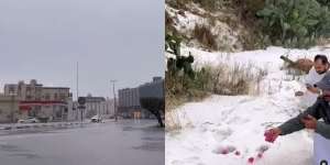 Provinsi Mekah Diguyur Salju dan Hujan Es Saat Libur Lebaran Idul Fitri 2023