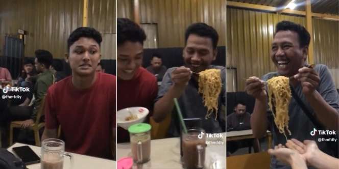 Lagi Asyik Aduk Mie, Mangkoknya Dicolong Teman Lagi Iseng, Auto Ngakak Sedunia