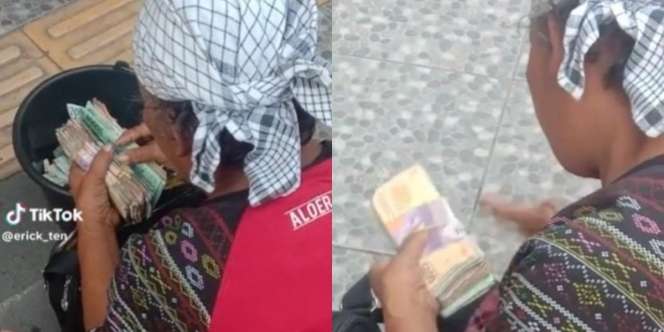 Viral Wanita Diduga Pengemis Santai Hitung Gepokan Uang, Penghasilannya Bikin Melongo