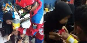 Viral Kaleng Biskuit Lebaran Nyangkut di Kepala Bocah Sampai Damkar Turun Tangan, Mau Ngakak tapi Nggak Tega