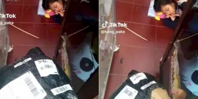 Momen Kocak Kurir Antar Paket pas Customer Tidur, Dibangunkan dengan Berbagai Cara Gagal, Teriak Kebakaran pun Tetap Tak Bergerak
