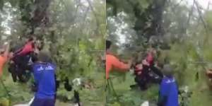 Diduga Rem Blong, 2 Wisatawan Terpental dan Motornya Nyangkut di Pohon Setinggi 3 Meter