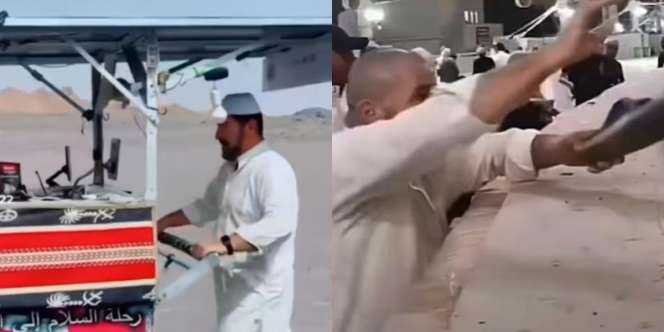 Momen Kocak Pria Lempar Jumroh Pakai Sandal, Ngaku Sangat Kesal kepada Setan