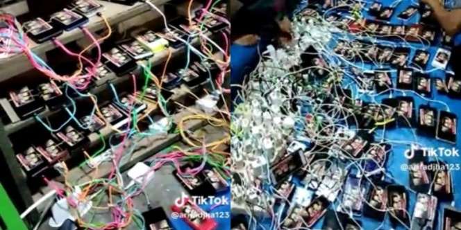 Bikin Deg-degan! Jasa Cas HP Satu Ruangan Penuh Colokan, Kabel Semrawut Seperti Benang Kusut