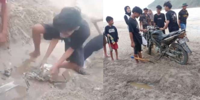 Bak Fosil Prasejarah! Penemuan Sepeda Motor Terkubur di Pantai Gegerkan Warga, Kondisinya Masih Baru