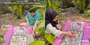 Viral Orangtua Cat Kuburan Anak dengan Warna Pink dan Hiasan Hello Kitty: hanya Ini yang Bisa Kami Percantik