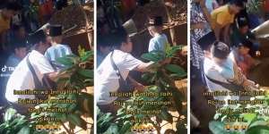 Momen Sedih Bocah Lugu Ucapkan Salam Terakhir untuk Ibunya yang Sedang Dikubur: 'Dadah Mamaa...'