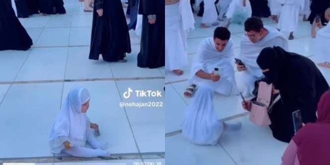 Gemes Banget! Bayi Berjilbab `Ngesot` di Samping Ka’bah Jadi Perhatian, Videonya Ditonton Lebih 30 Juta Kali