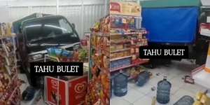 Mobil Tahu Bulat Nabrak Minimarket, Dagangan Langsung Porak Poranda
