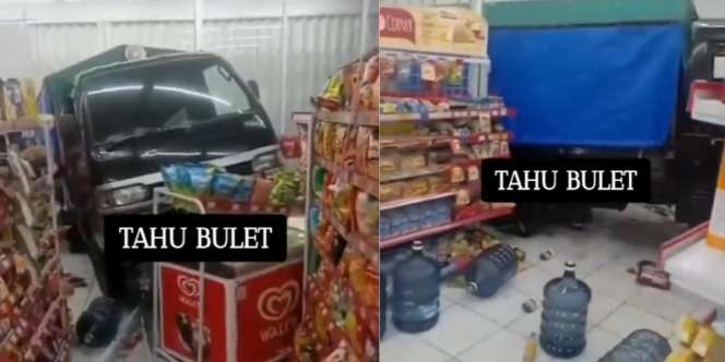 Mobil Tahu Bulat Nabrak Minimarket, Dagangan Langsung Porak Poranda