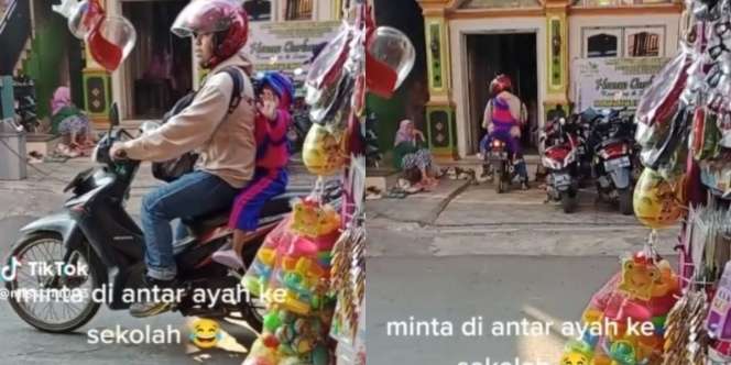 Cara Sederhana Senangkan Hati Anak, Antar ke Sekolah Pakai Motor Meski Jaraknya Cuma 5 Meter dari Pintu Rumah