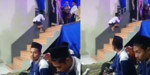 Cara Anak Ini Turun Tangga di Acara Wisuda Santri Bikin Tepok Jidad