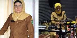 Terlihat Kalem, Aksi PNS Wanita di Sumut Jago Main Drum Metal Curi Perhatian
