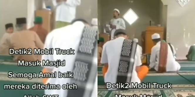 Detik-Detik 'Truk Tanpa Sopir' Nyelonong Masuk Masjid Angkut Sedekah Jemaah