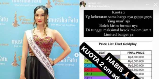 Heboh 'Puteri Indonesia' Blak-Blakan Jadi Calo Tiket Coldplay: 'Sadar gak Sadar, Semua Orang Pernah jadi Calo'
