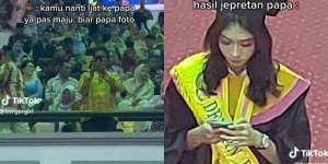 Momen Haru Ayah Foto Anak Wisuda Pakai HP Jadul, Bikin Warganet Iri!