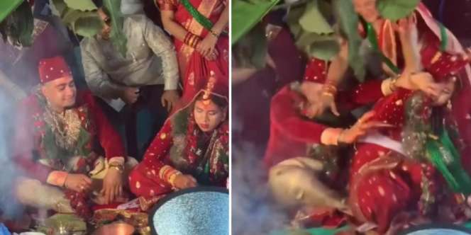 Viral! Pernikahan Berujung Ricuh, Kedua Mempelai Saling Serang Saat Suap-suapan, Penyebabnya Tak Terduga