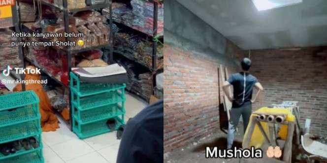 Lihat Karyawan Sholat di Lorong Rak Toko, Bos Bangun Mushola di Dekat Toko