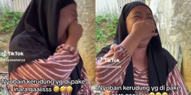 Momen Emak-Emak Nyobain Gaya Kerudung Inara Rusli, Enggak Sesuai Ekspektasi Berujung Ngakak Berjamaah