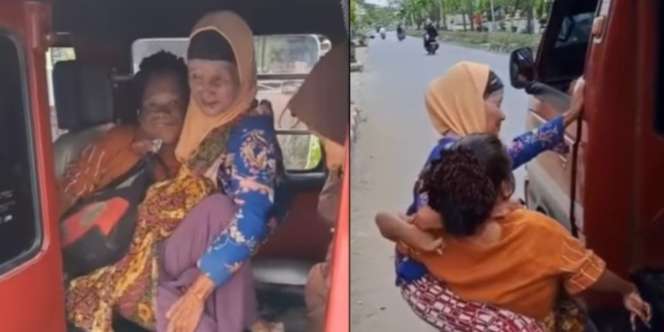 Bikin Mewek! Meski Kesulitan Berdiri, Ibu Tua Ini Gendong Anak Disabilitas demi Berobat ke Dokter Naik Angkot