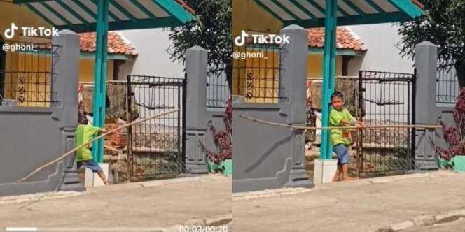 Momen Bocah Pulang Bawa Kayu Tak Bisa Masuk Rumah Padahal Pagar Terbuka Lebar, Bikin Warganet Geregetan!