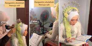 MasyaAllah! Bukan Sibuk Main HP atau Ngobrol dengan MUA, Pengantin Ini Pilih Khataman Alquran Saat Dirias