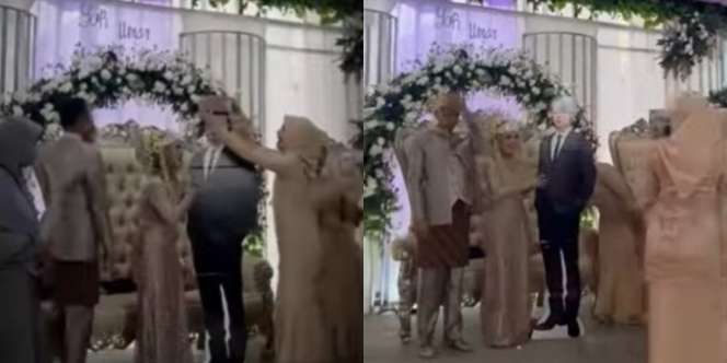 Momen Pengantin Wanita Kegirangan Bisa Foto Bareng Replika Jimin BTS, Sampai Lupa Suami