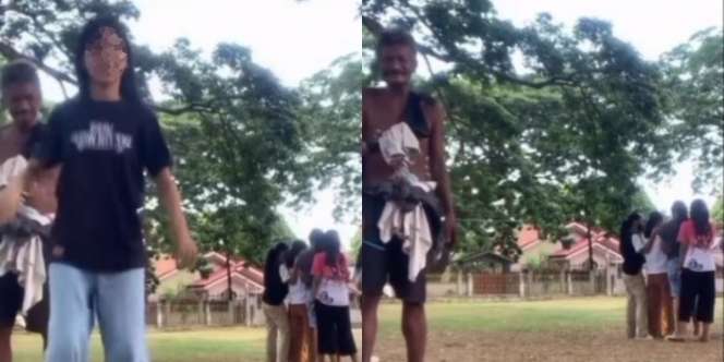 Khusyuk `Ngonten`, Cewek Ini Terbirit-birit Saat Sadar ODGJ jadi Photobomb di Belakangnya