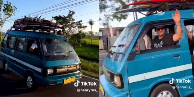 Rombongan Bule Bawa Papan Selancar Naik Angkot, Vibes Receh Berubah Jadi Western