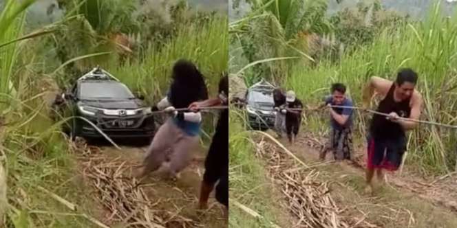 Viral! Mobil Google Maps Nyasar Ke Ladang Curam Sampai Ditarik Rombongan Warga