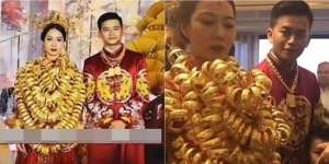 Viral Pengantin Cantik Pamer Pakai 60 Gelang Emas di Sekujur Badan hingga Tutupi Dada