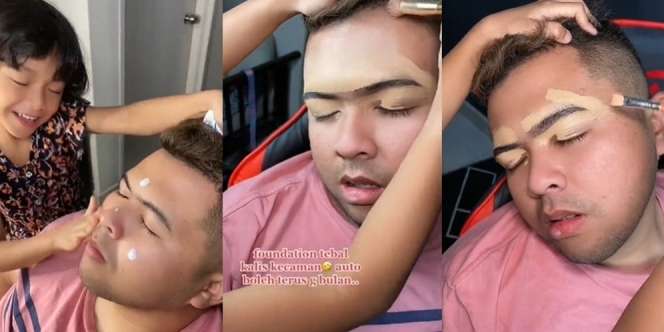 Bocil 5 Tahun Makeover Sang Ayah Jadi Princess, Hasil Riasannya di Luar Dugaan, Netizen: Calon MUA Hebat!