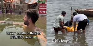 Pria Mandi di Sungai Terkotor India, Pemandangan Mayat Mengapung Bikin Syok, yang Terjadi Selanjutnya...