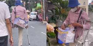Belajar Bersyukur dari Pedagang Pastel Keliling yang Berjualan dengan Satu Kaki, Berapapun Pendapatannya Demi Perut Selamat