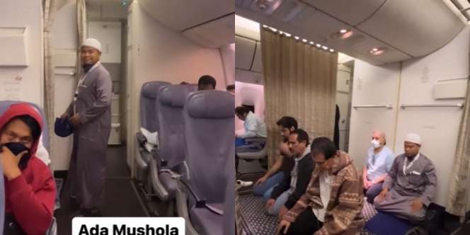 Menengok 'Mushola Melayang' di Kabin Pesawat, Fasilitas Lengkap Bisa Berjamaah 2 Shaf