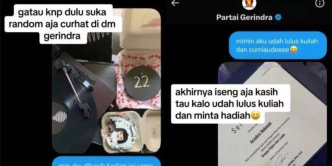 Iseng Curcol sampai Laporan Lulus Kuliah di Akun Partai Gerindra, Endingnya Dikasih Surprise