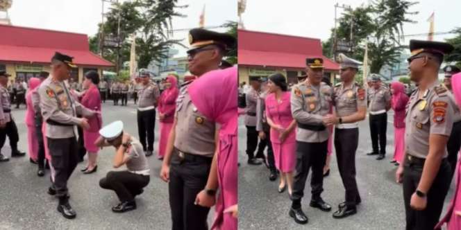 Viral! Polisi Dihukum Saat Kenaikan Pangkat Gara-gara Tak Bawa Pasangan