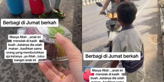 Bocah di Jalanan Tolak Pemberian Buah saat Jumat Berkah, Caranya Menolak dengan Halus Menyentuh Hati
