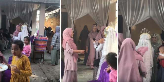 Momen Langka Tapi Kocak, Pengantin Datang ke Kondangan Tetangga yang Juga Jadi Pengantin, Berakhir Duduk Bersama di Pelaminan