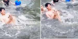 Lagi Asyik Mandi di Sungai, Pria Ini Digigit Ular Piton Besar, Yang Terjadi Selanjutnya...