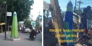 Viral, Tugu Berusia 63 Tahun di Gresik Ini Bukan Sembarangan, Sulit Dipindahkan Meski Sudah Kerahkan Alat Berat