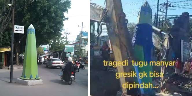 Viral, Tugu Berusia 63 Tahun di Gresik Ini Bukan Sembarangan, Sulit Dipindahkan Meski Sudah Kerahkan Alat Berat