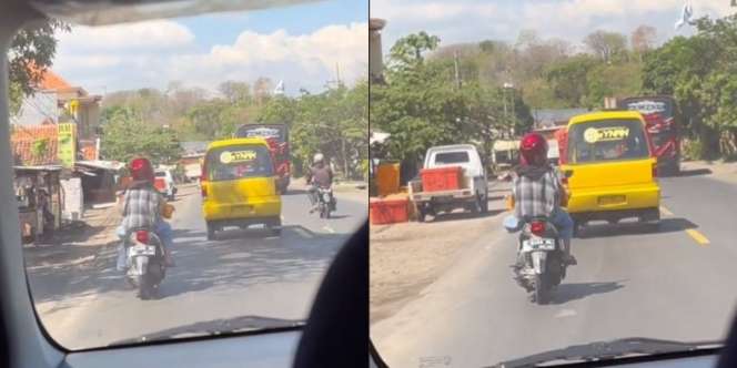 Viral Gaya si Cewek Duduk Dibonceng Motor Ini Bikin Kaki Anti Kepanasan, Videonya Ditonton 1,1 Juta Kali