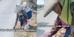 Masih Suka Buang Nasi? Tengoklah Nenek yang Harus Pungut Gabah di Pinggir Jalan Ini, Ceritanya Menyayat Hati