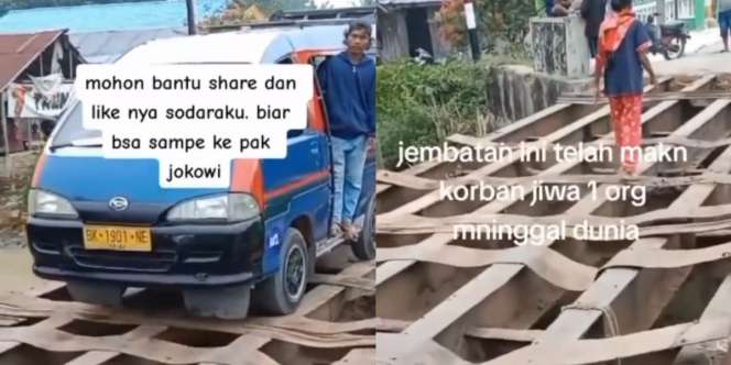 Penampakan Jembatan Rusak Menantang Maut di Serdang Bedagai Sumut, Salah Sedikit Auto Beda Alam