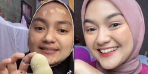 Hijaber Tampil Flawless Pakai Alat Dandan Ibunya, Ngakak Lihat Nasib Stok Makeup Kekinian Jika Disimpan Emak-Emak