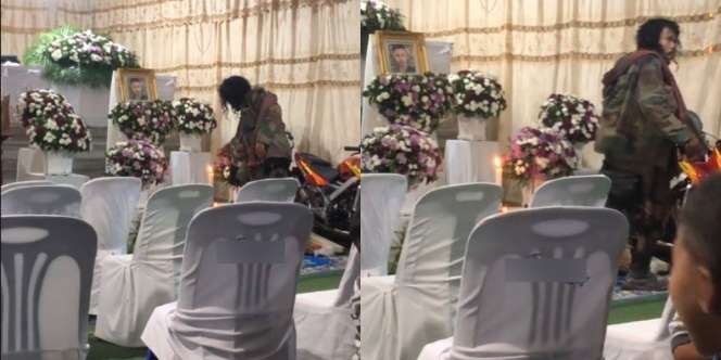 Momen Haru ODGJ Hadiri Pemakaman Sahabat Kecil, Menangis di Depan Foto Almarhum, Penampilan Kumal Jadi Sorotan